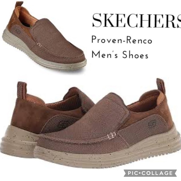 NWOB Skechers Proven–Renco Men’s Slip-On Shoes Brown Canvas & Suede Size‎ 8.5 main image 8